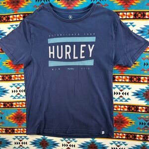 Hurley Graphic T-Shirt Established 1999 Logo Tee Casual Blue Mens Size‎